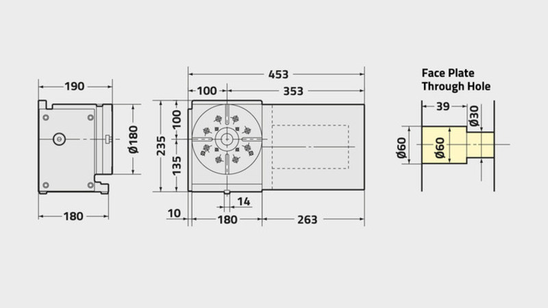 Technisches Diagramm des Drehtischs NSVZ180