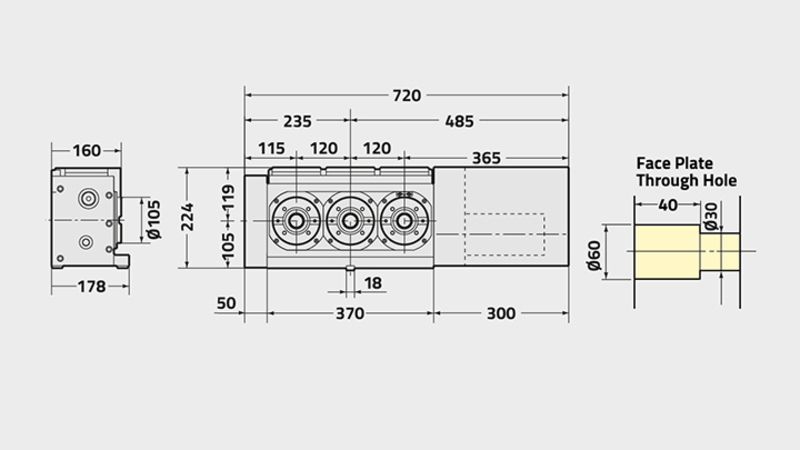 Technisches Diagramm des CNC (Z) 100-3W-Drehtischs