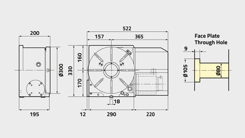 Technisches Diagramm des Drehtisches CNC (Z) 302