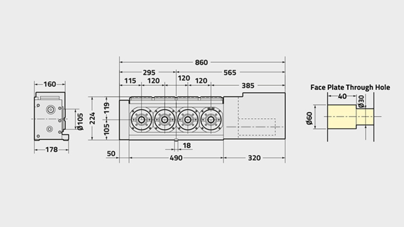 Technisches Diagramm des CNC (Z) 100-4W-Drehtischs