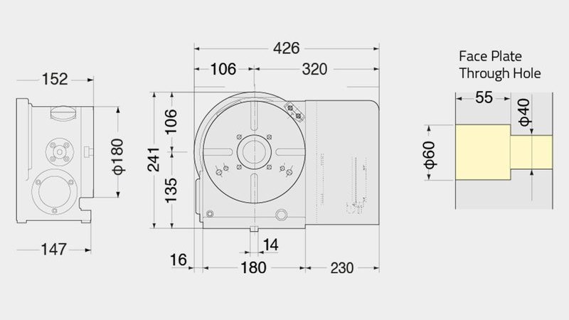 Technisches Diagramm des Drehtischs CNC (Z) 180