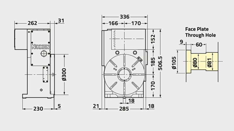 Technisches Diagramm des Drehtisches CNC (Z) 302T