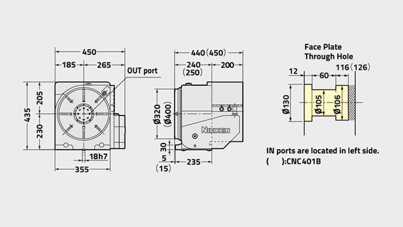 Technisches Diagramm des Drehtisches CNC (Z) 321B