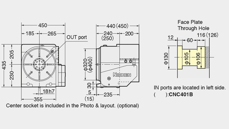 Technisches Diagramm des CNC (Z) 401B-Drehtischs