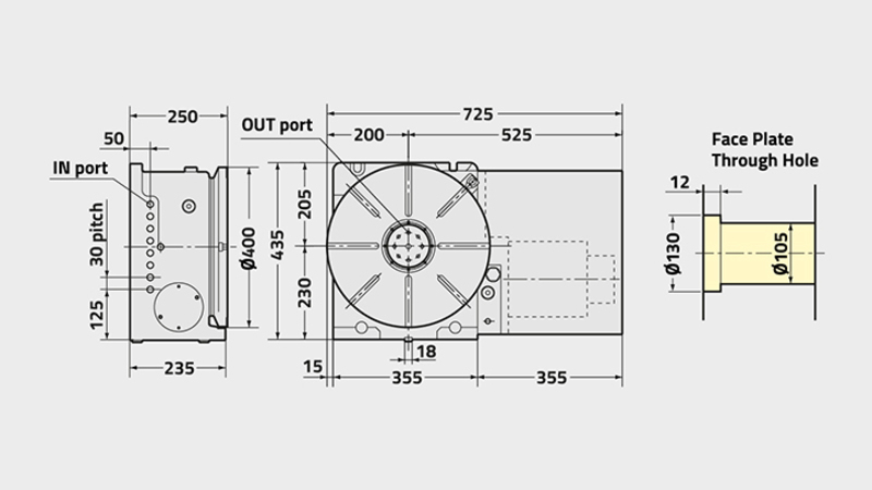 Technisches Diagramm des Drehtischs CNC (Z) 401