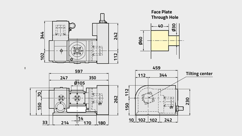 5AX-130 5. Achse Drehtisch Technisches Diagramm