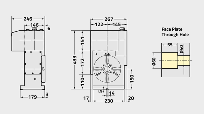 Technisches Diagramm des CNC (Z) 202T-Drehtischs