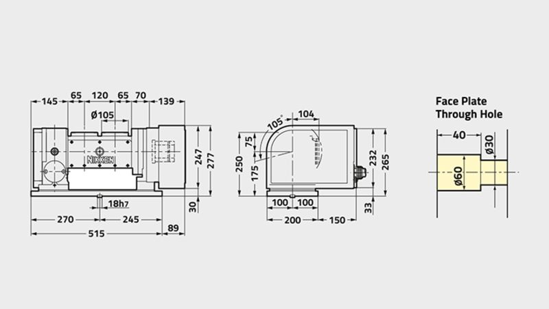 5AX-2MT-105 5. Achse Drehtisch Technisches Diagramm