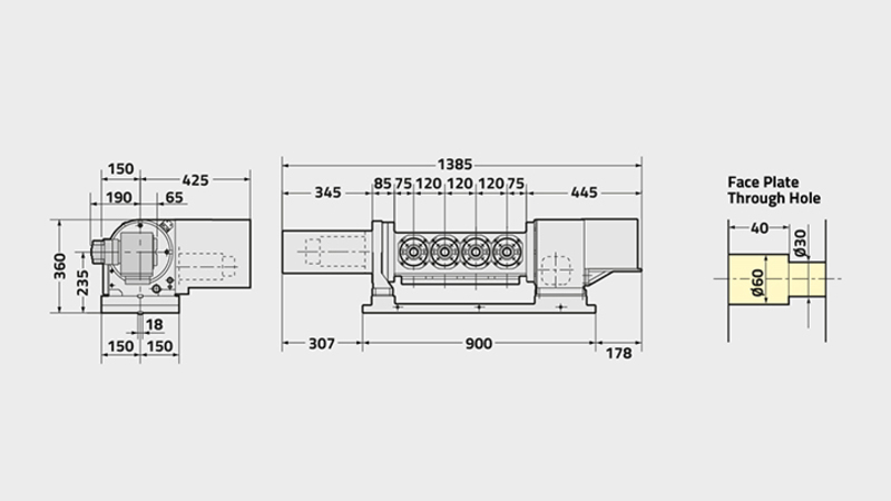 5AX-4MT-120 5. Achse Drehtisch Technisches Diagramm