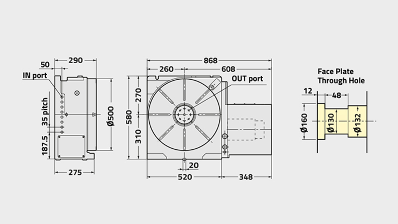 Technisches Diagramm des Drehtischs CNC (Z) 501