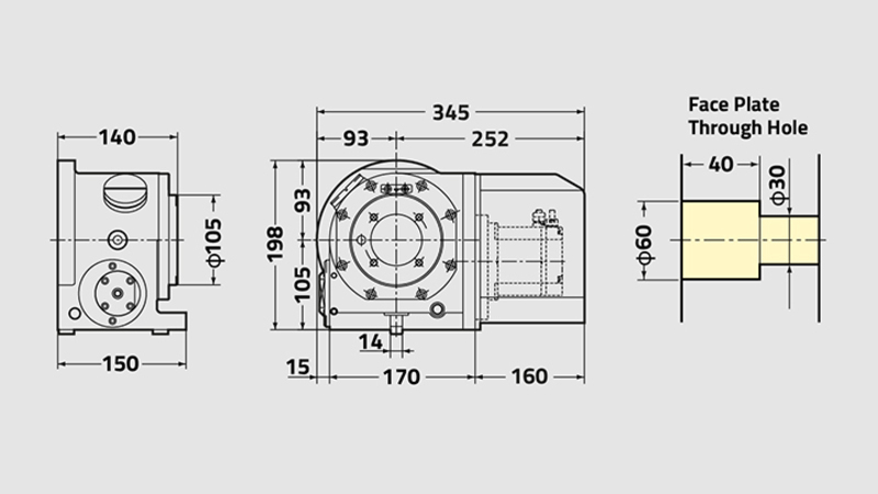 Technisches Diagramm CNC (Z) 105 Drehtisch